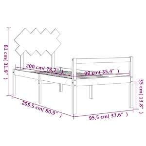 Postel s čelem pro seniory 90x200 cm masivní dřevo - obrázek 12