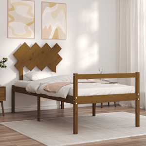 vidaXL Lova senjorams su galvūgaliu, rudas, 90x200 cm, medienos