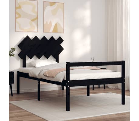 vidaXL Lova senjorams su galvūgaliu, juodas, 100x200 cm, medienos