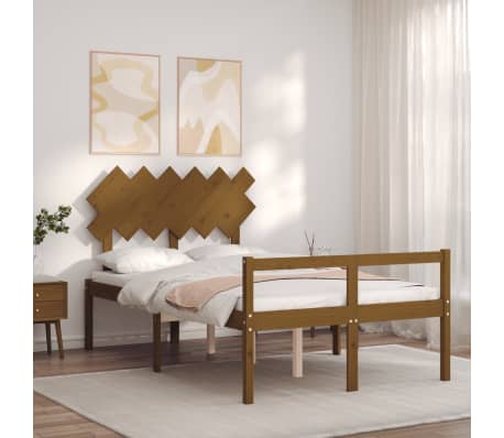 vidaXL Lova senjorams su galvūgaliu, rudas, 120x200 cm, medienos