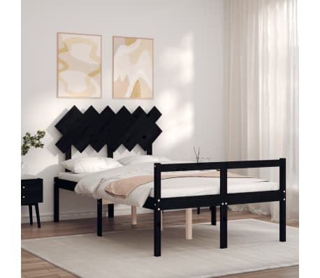 vidaXL Lova senjorams su galvūgaliu, juodas, 120x200 cm, medienos