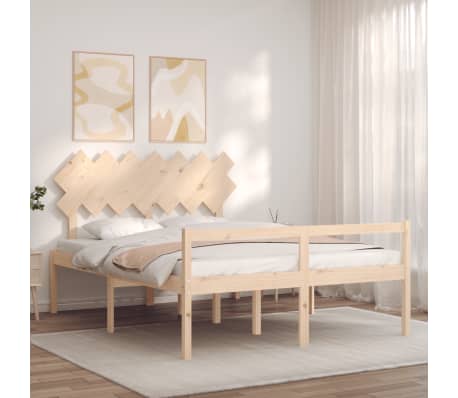 vidaXL Cama para idosos com cabeceira 140x200 cm madeira maci&ccedil;a
