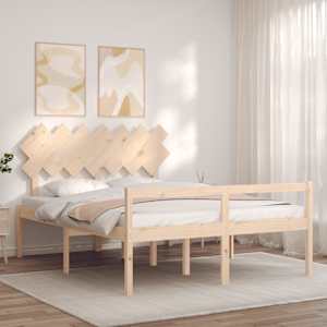 vidaXL Cama para idosos com cabeceira 140x200 cm madeira maci&ccedil;a