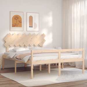 Postel s čelem pro seniory 160x200 cm masivní dřevo - obrázek 1