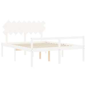Postel s čelem pro seniory bílý 160x200 cm masivní dřevo - obrázek 5