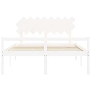Postel s čelem pro seniory bílý 160x200 cm masivní dřevo - obrázek 6