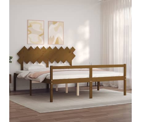 vidaXL Lova senjorams su galvūgaliu, rudas, medienos, itin didelis