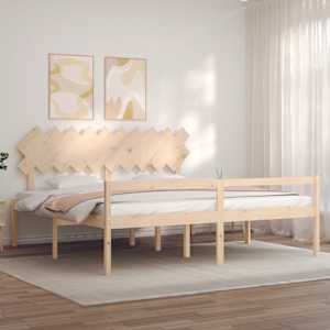 Postel s čelem pro seniory 200x200 cm masivní dřevo - obrázek 3