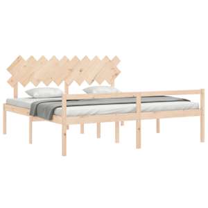 Postel s čelem pro seniory 200x200 cm masivní dřevo - obrázek 4
