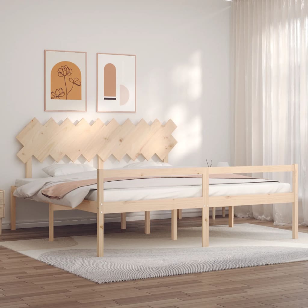 Seniorenbett mit Kopfteil 200×200 cm Massivholz