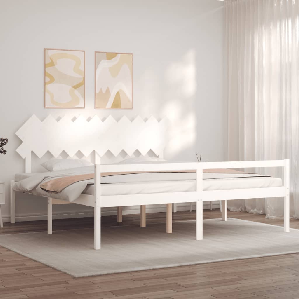 vidaXL Senior Bed without Mattress White 200x200 cm Solid Wood