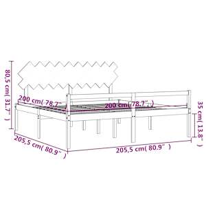 Postel s čelem pro seniory bílý 200x200 cm masivní dřevo - obrázek 12