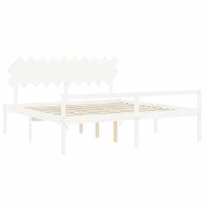 Postel s čelem pro seniory bílý 200x200 cm masivní dřevo - obrázek 5