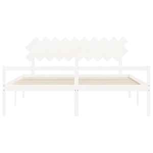 Postel s čelem pro seniory bílý 200x200 cm masivní dřevo - obrázek 6