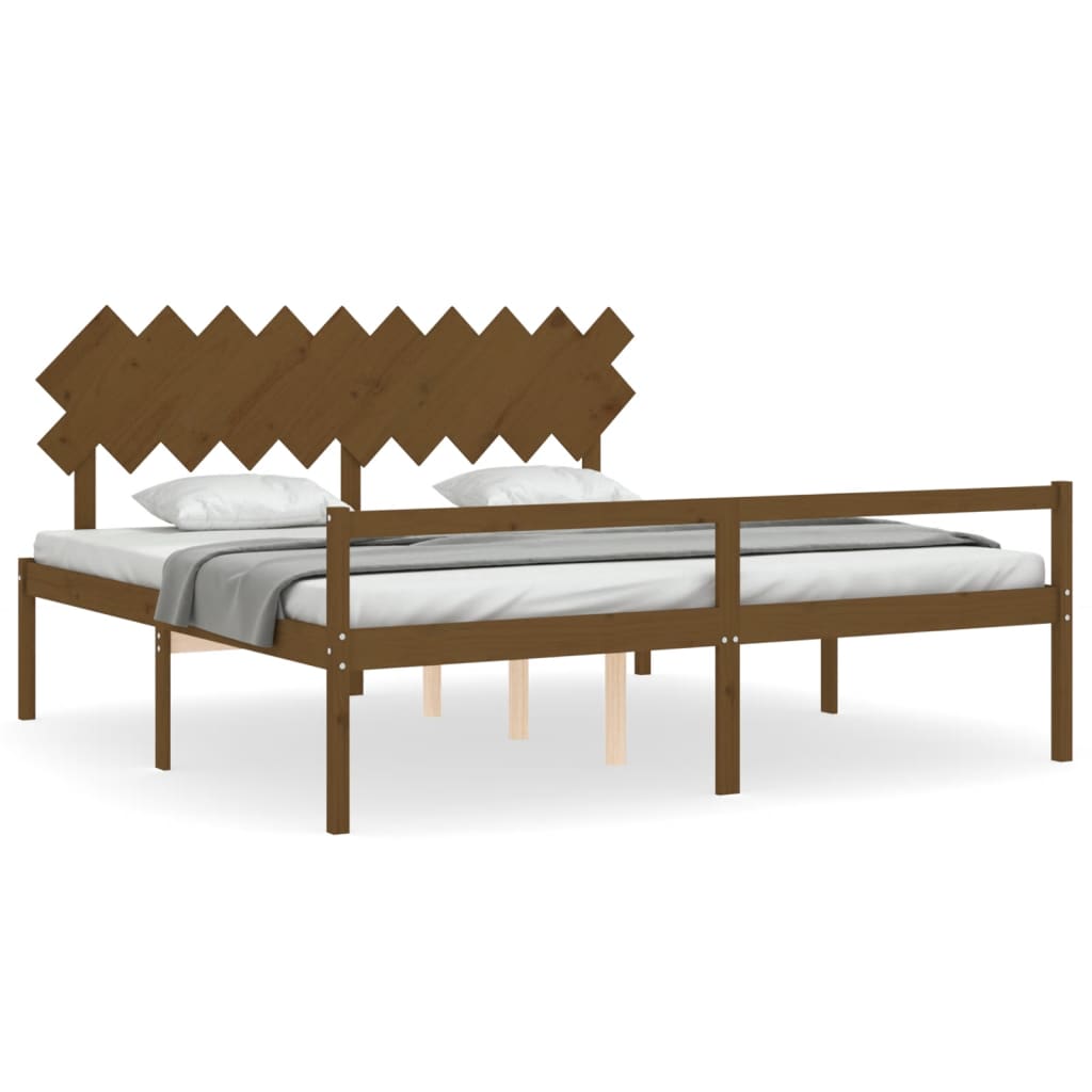 Thumbnail - vidaXL Seniorenbett mit Kopfteil 200x200 cm Honigbraun Massivholz