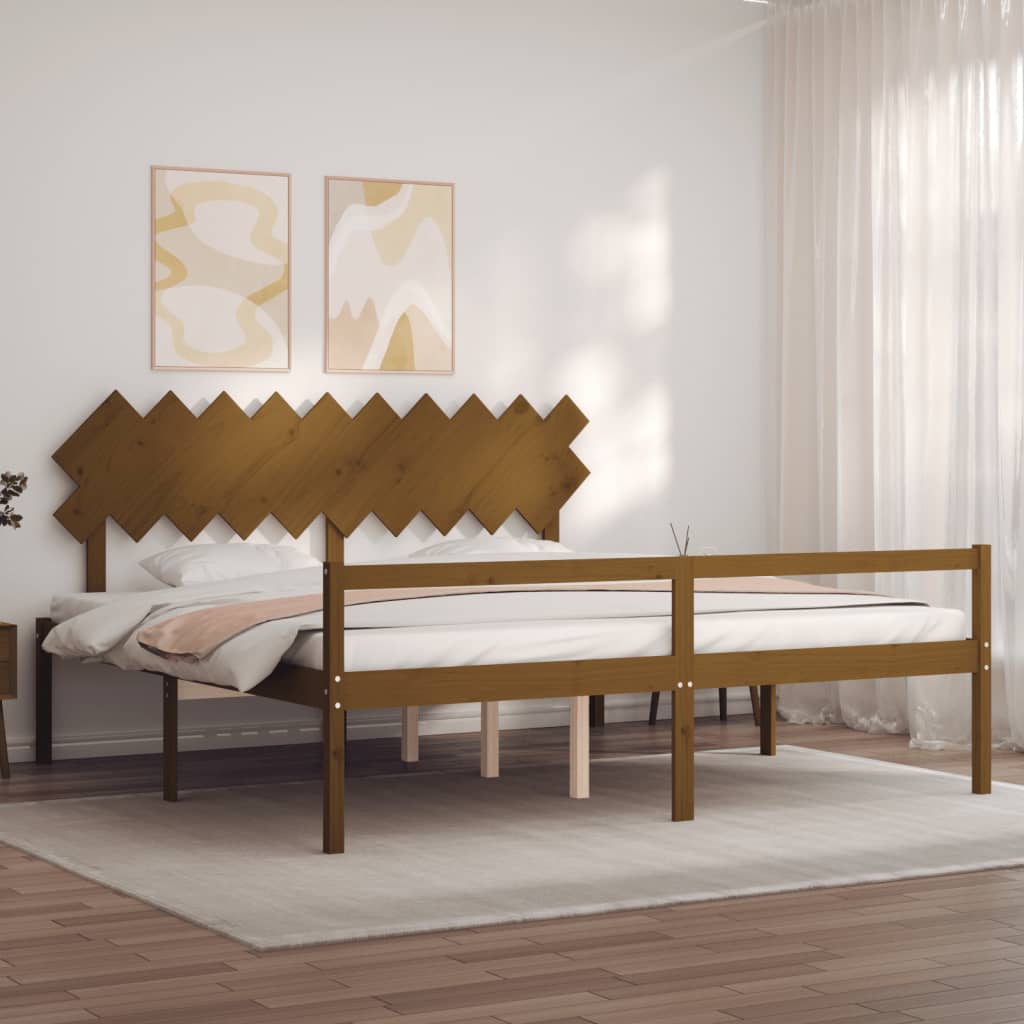 Thumbnail - vidaXL Seniorenbett mit Kopfteil 200x200 cm Honigbraun Massivholz