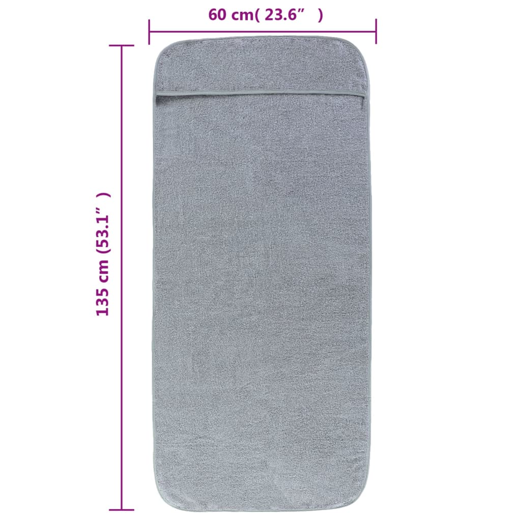  Plážové uteráky 6 ks sivé 60x135 cm látka 400 GSM