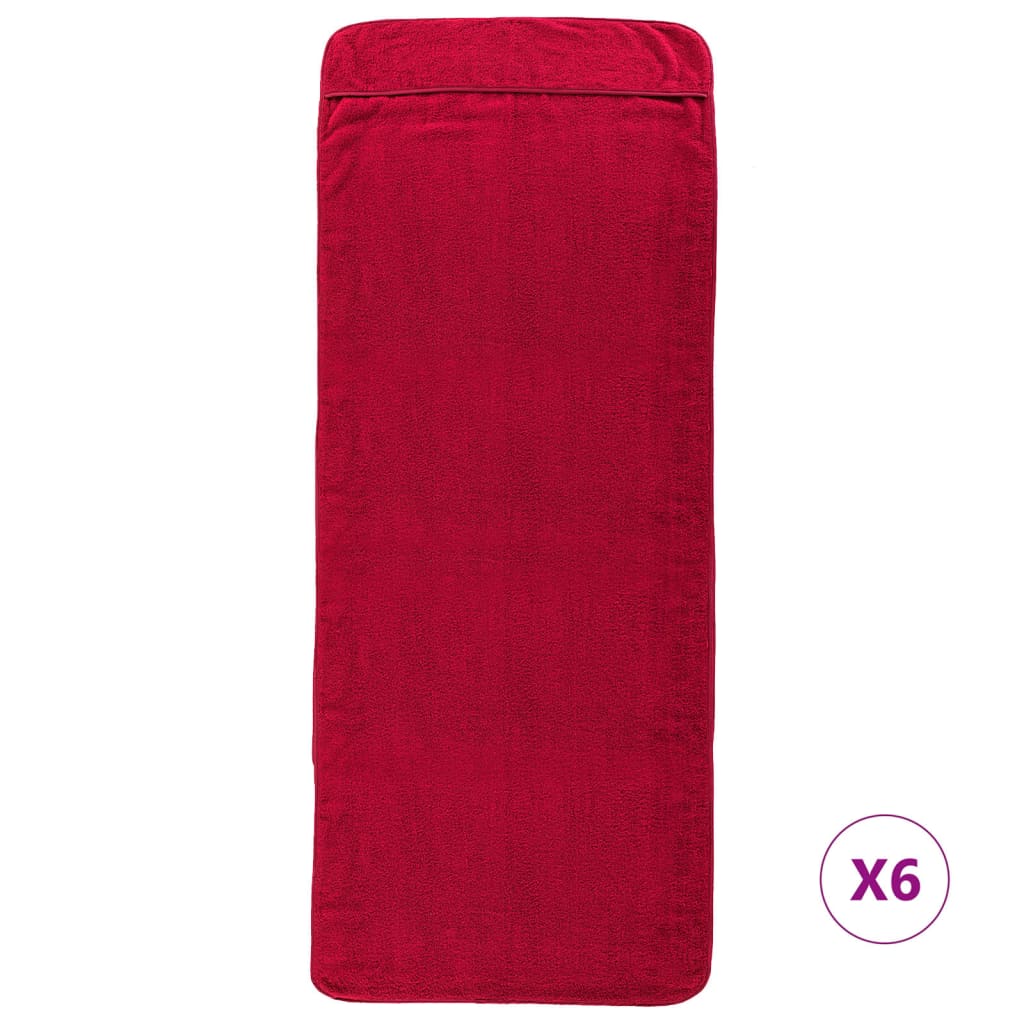 vidaXL Strandhanddoeken 6 st 400 g/m² 60x135 cm stof bordeauxrood afbeelding