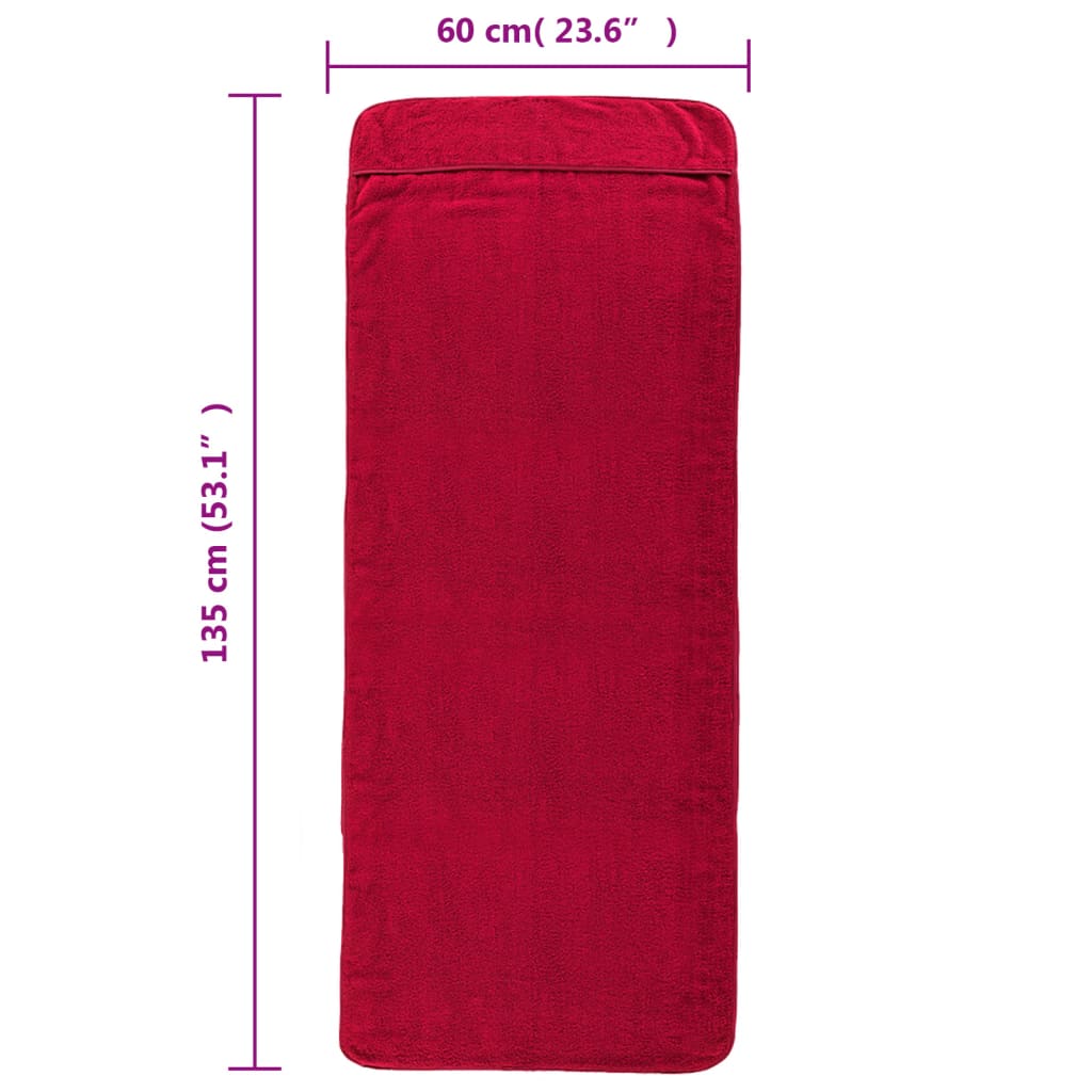 6 db burgundi vörös 400 GSM szövet strandtörölköző 60 x 135 cm 