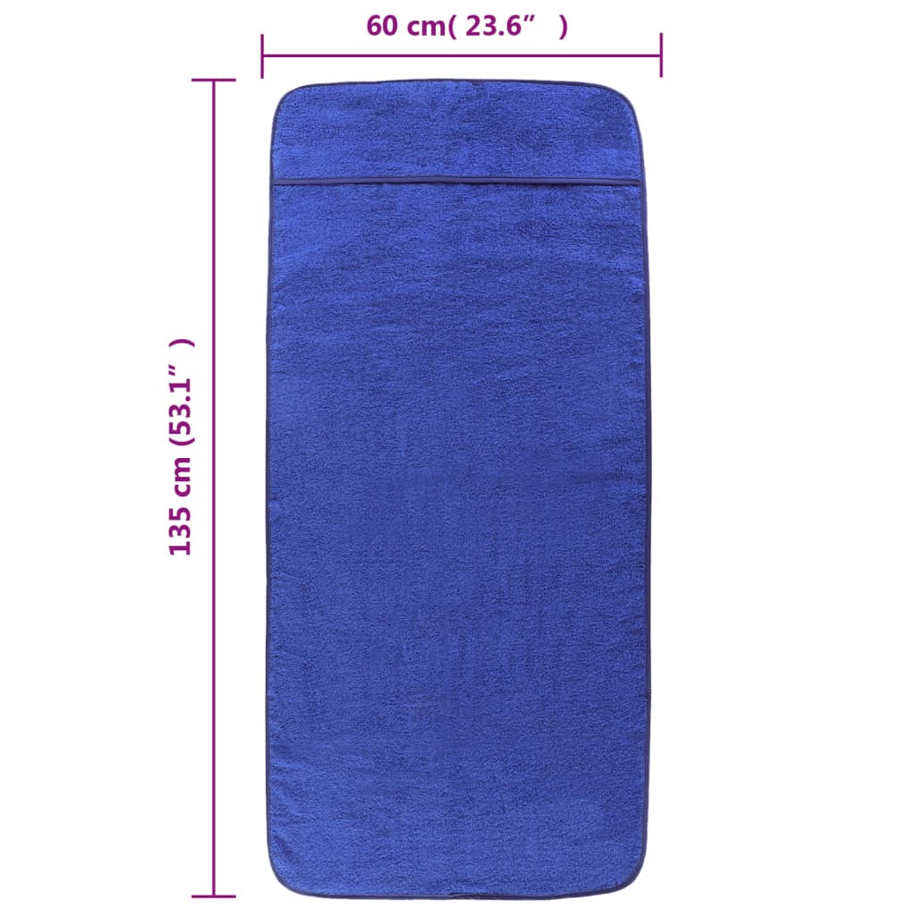  Plážové uteráky 4 ks kráľovské modré 60x135 cm látka 400 GSM