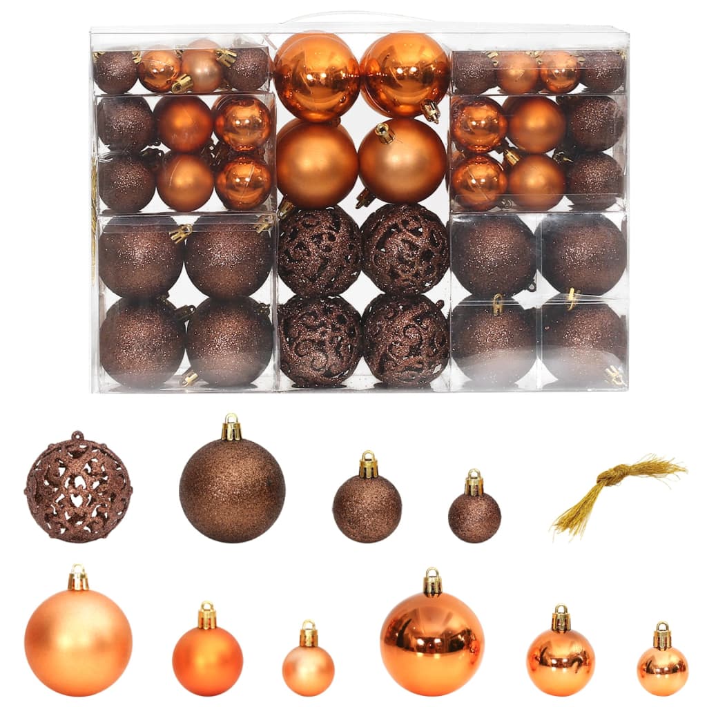 Image of vidaXL Christmas Baubles 100 pcs Brown 3 / 4 / 6 cm