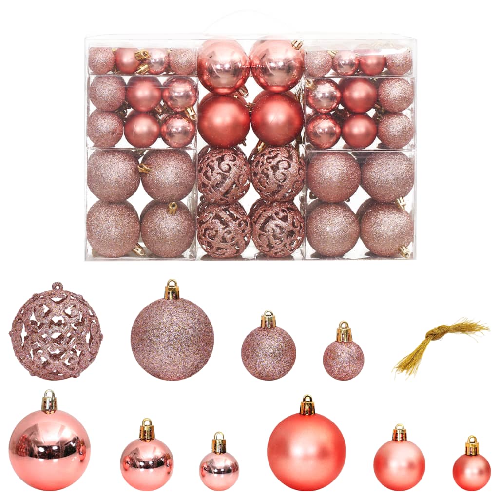 Božićne kuglice 100 kom ružičaste i ružičastozlatne 3/4/6 cm Blagdanski ukrasi Naručite namještaj na deko.hr