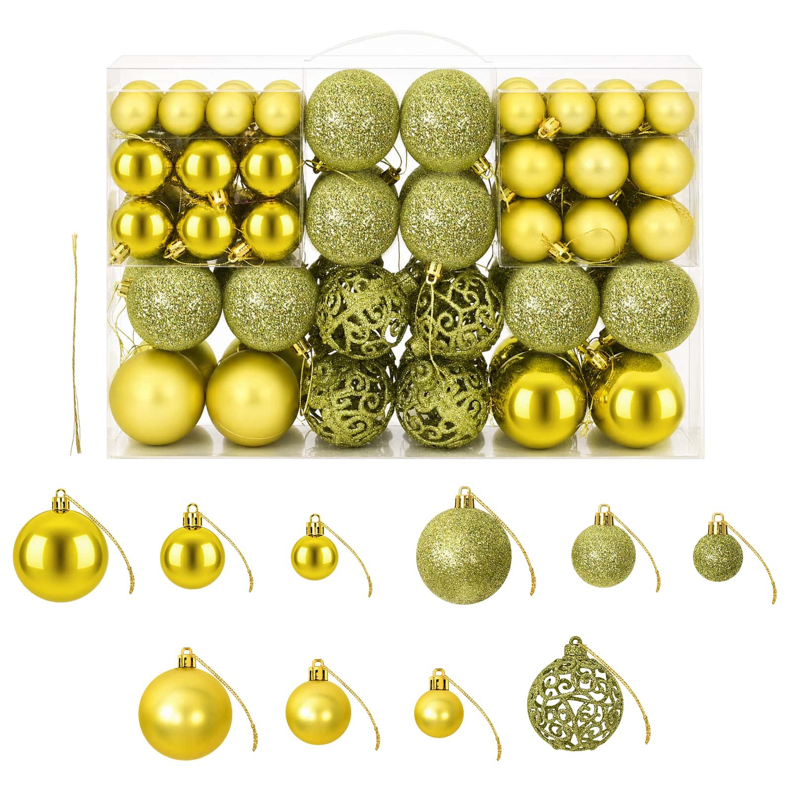 Kerstballen 100 st 3/4/6 cm lichtgroen