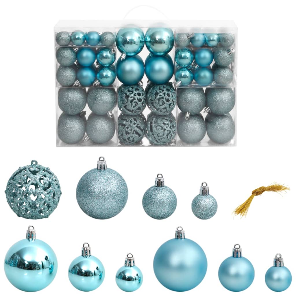 Image of vidaXL Christmas Baubles 100 pcs Turquoise 3 / 4 / 6 cm