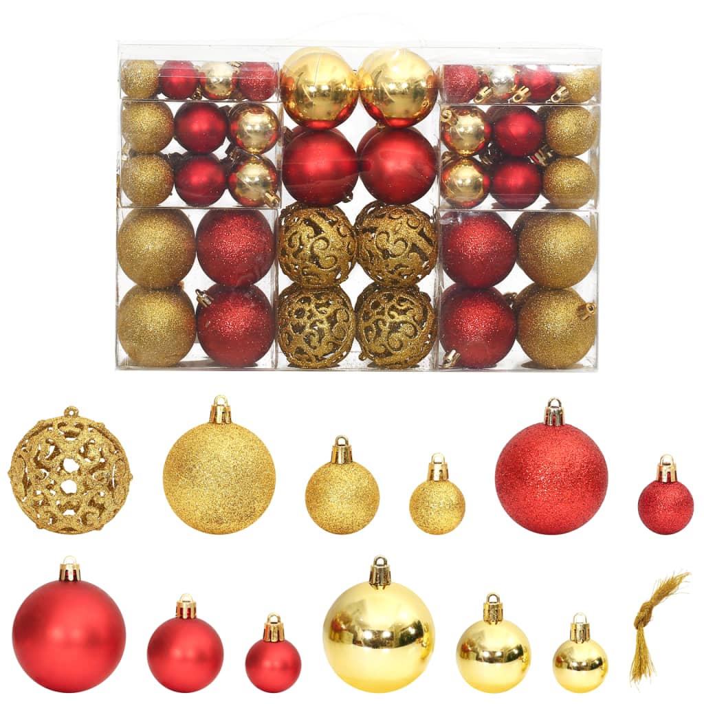 Image of vidaXL Christmas Baubles 100 pcs Gold and Wine Red 3 / 4 / 6 cm