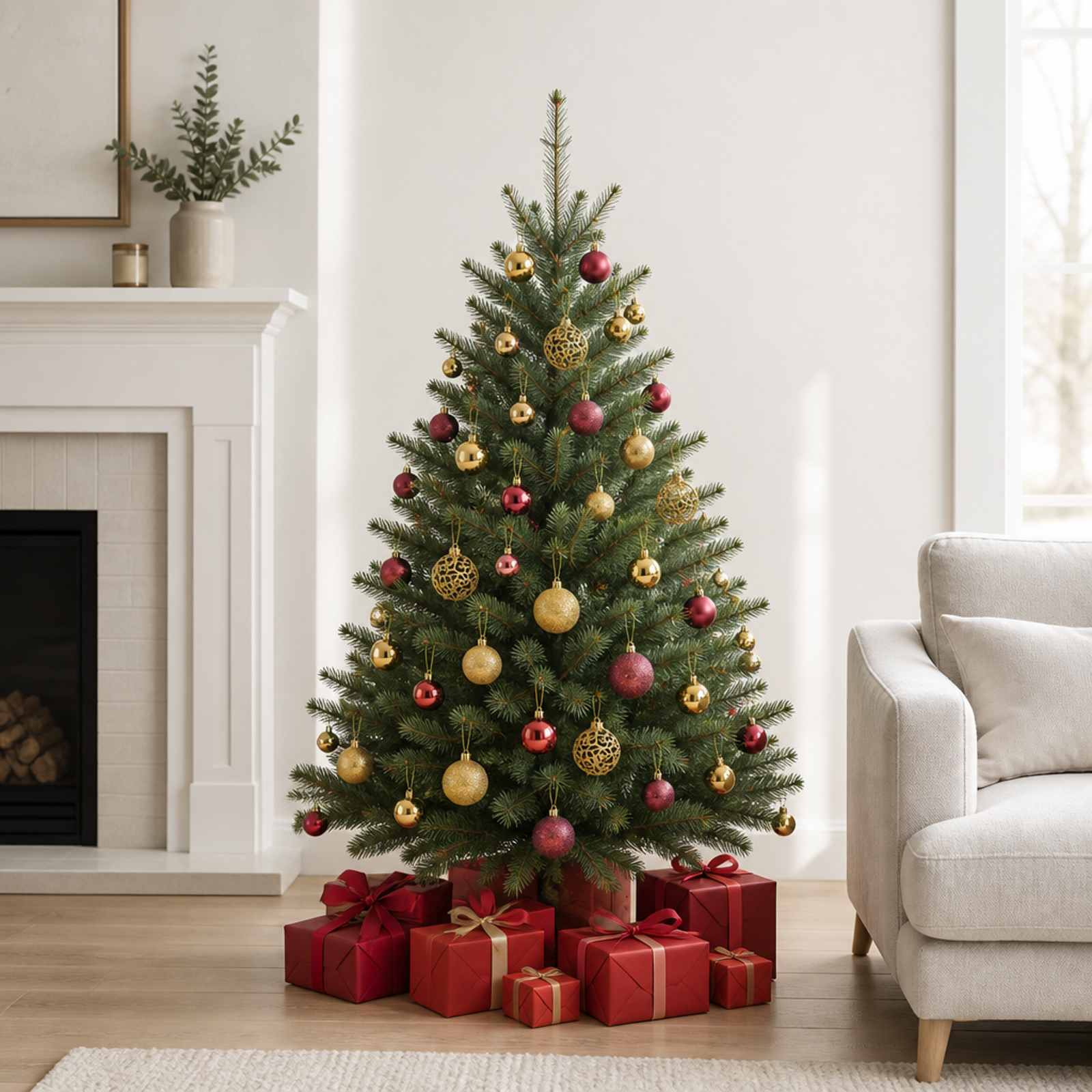vidaXL Weihnachtskugeln 100 Stk. Golden und Weinrot 3 / 4 / 6 cm