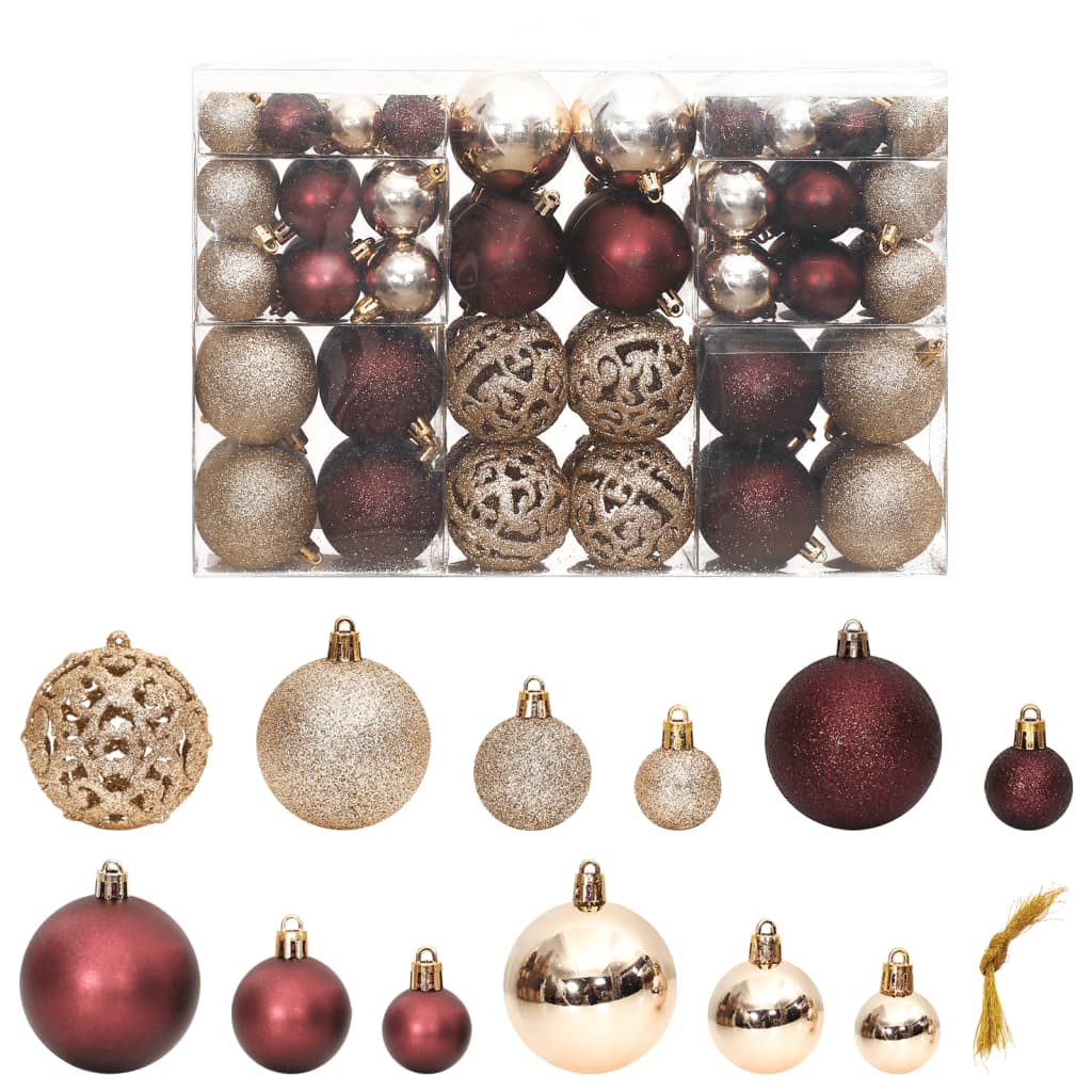 Image of vidaXL Christmas Baubles 100 pcs Champagne and Brown 3 / 4 / 6 cm