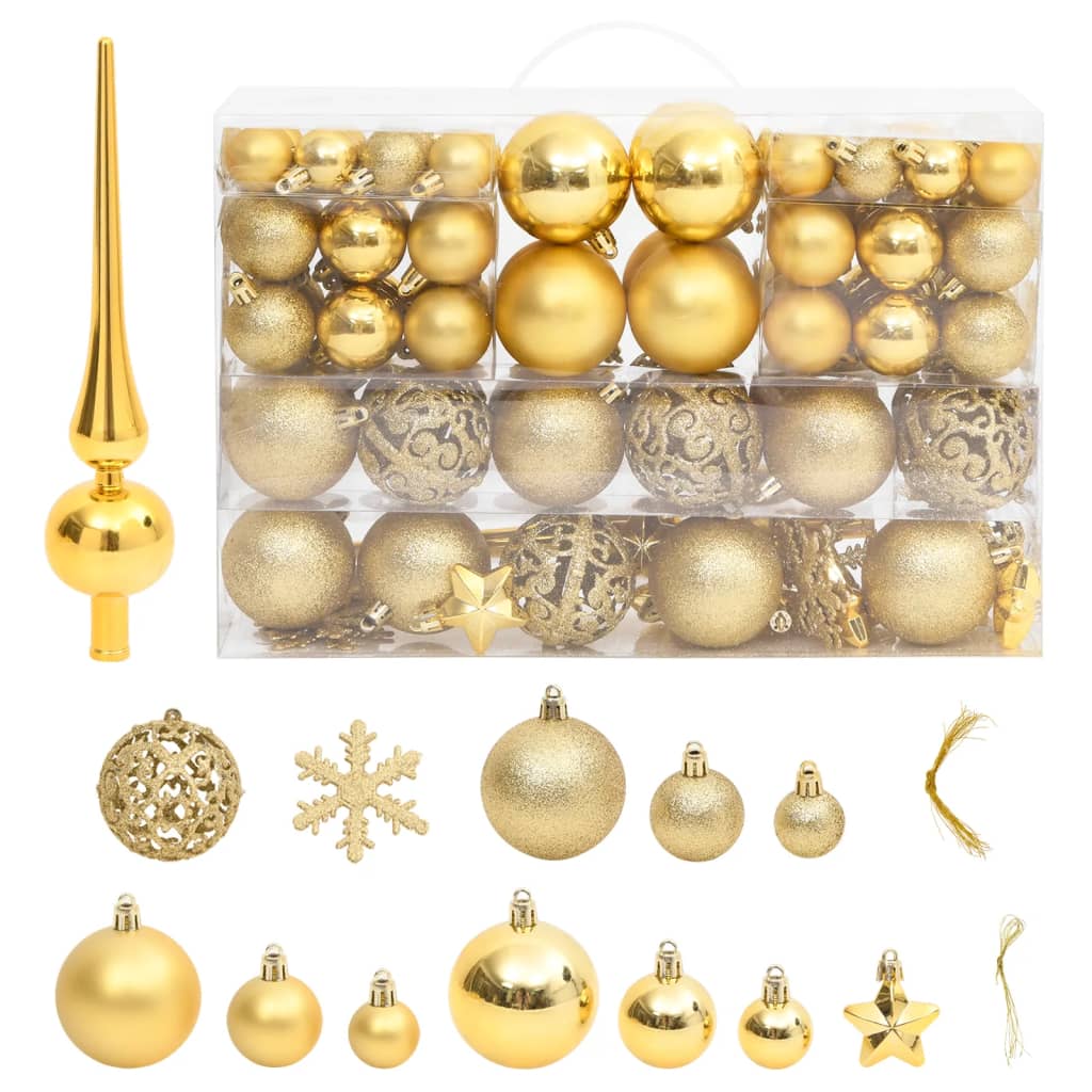  111-dielna sada vianočných ozdôb zlatá polystyrén