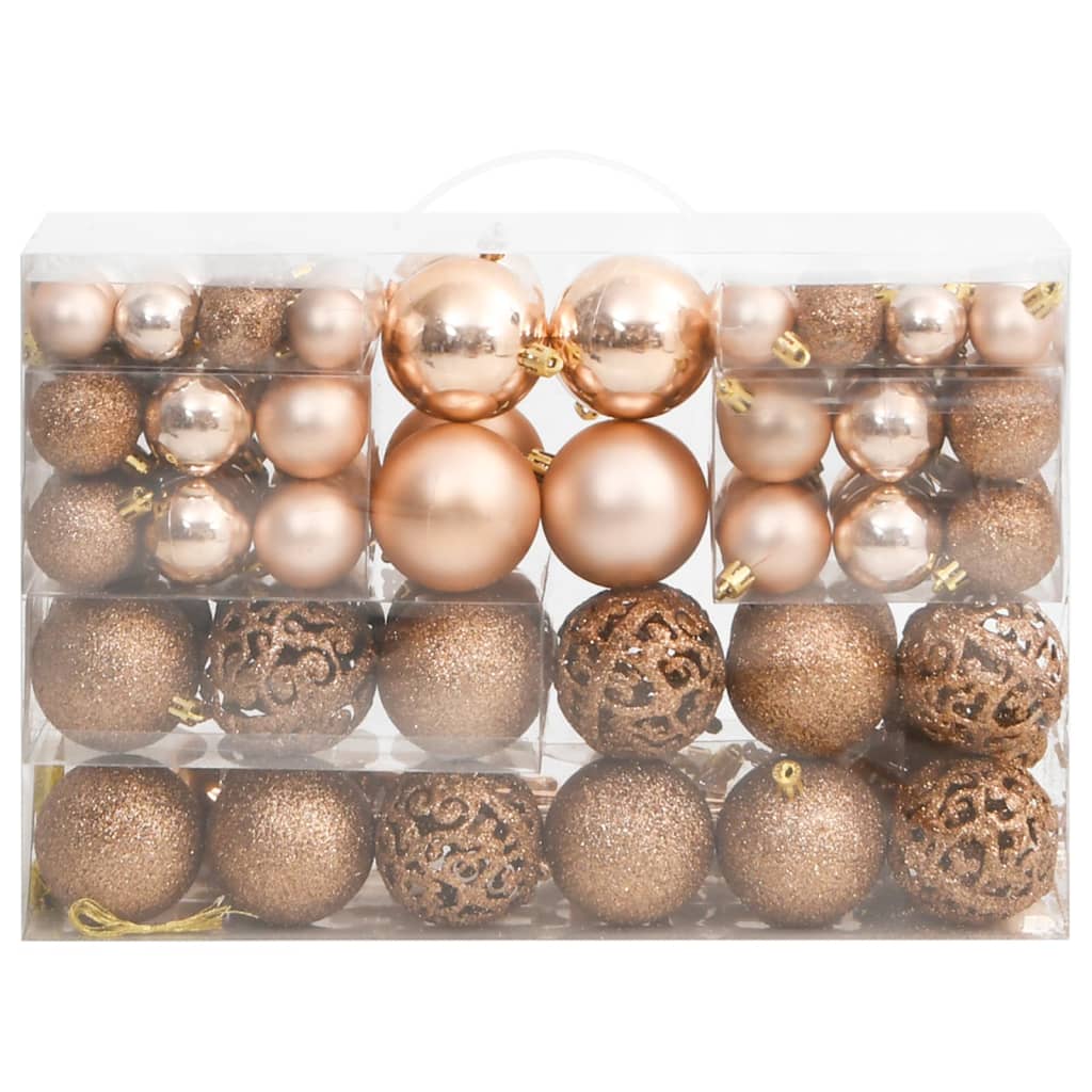 vidaXL Set globuri de Crăciun 111 buc., aur roz, polistiren