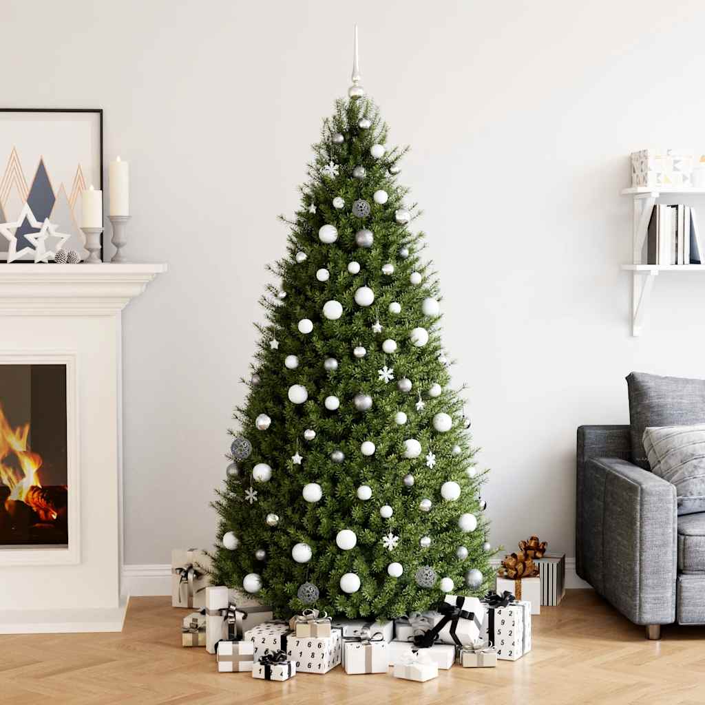 Ensemble de boules de Noël 111 pièces blanc et gris polystyrène
