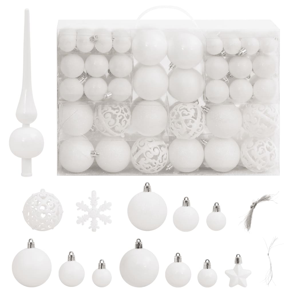 Set Palline di Natale 111 pz Bianco in Polistirene