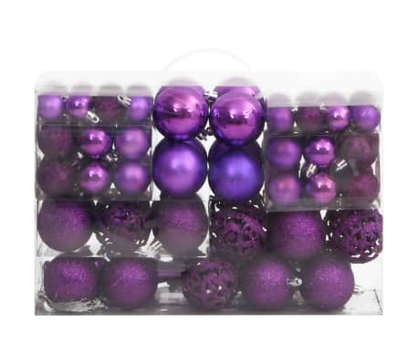 vidaXL 111 Piece Christmas Bauble Set Purple Polystyrene