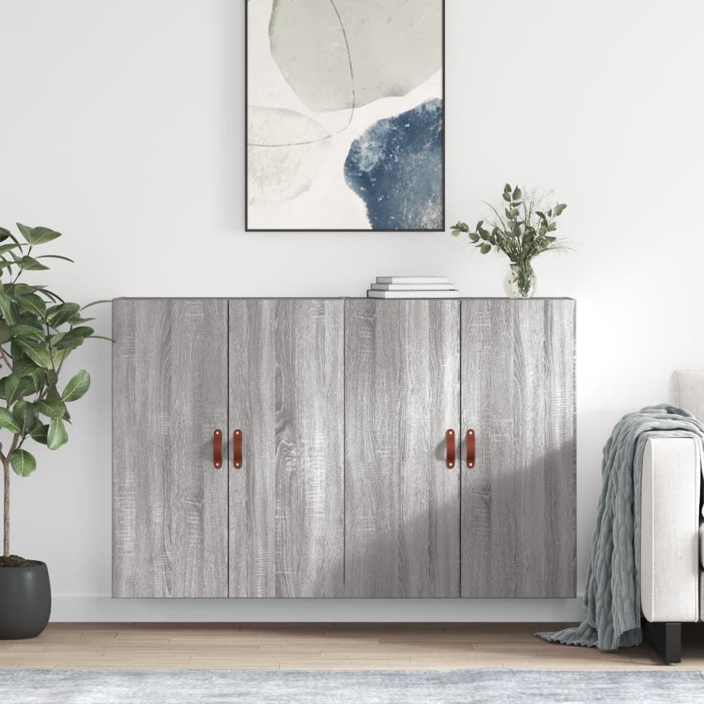 vidaXL Wandschränke 2 Stk. Grau Sonoma 69,5x34x90 cm