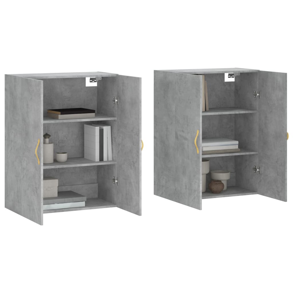vidaXL Hangkasten 2 st 69,5x34x90 cm betongrijs