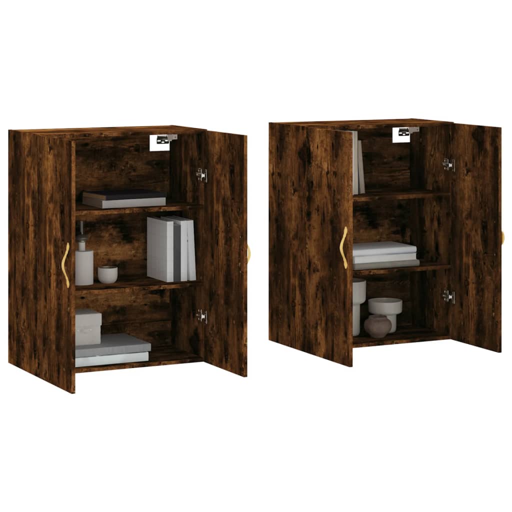 vidaXL Hangkasten 2 st 69,5x34x90 cm gerookt eikenkleurig