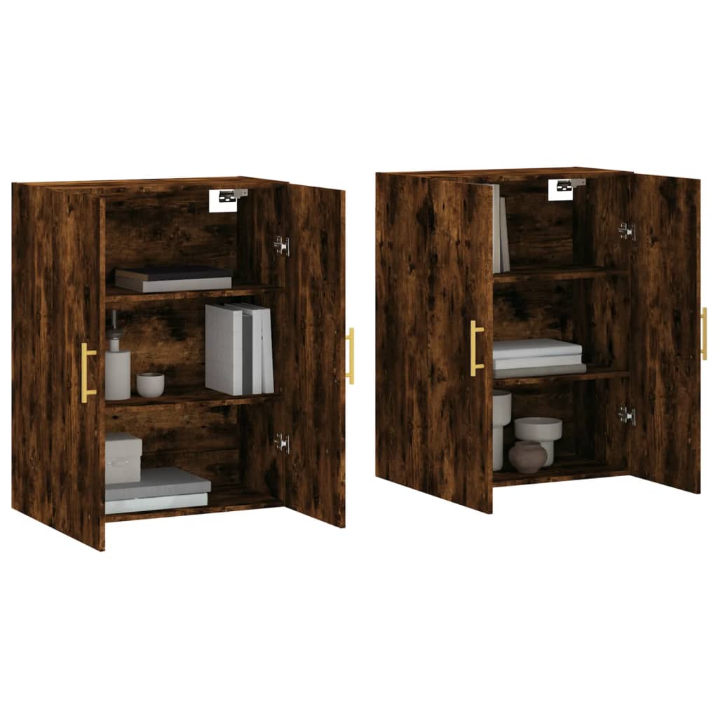 vidaXL Hangkasten 2 st 69,5x34x90 cm gerookt eikenkleurig
