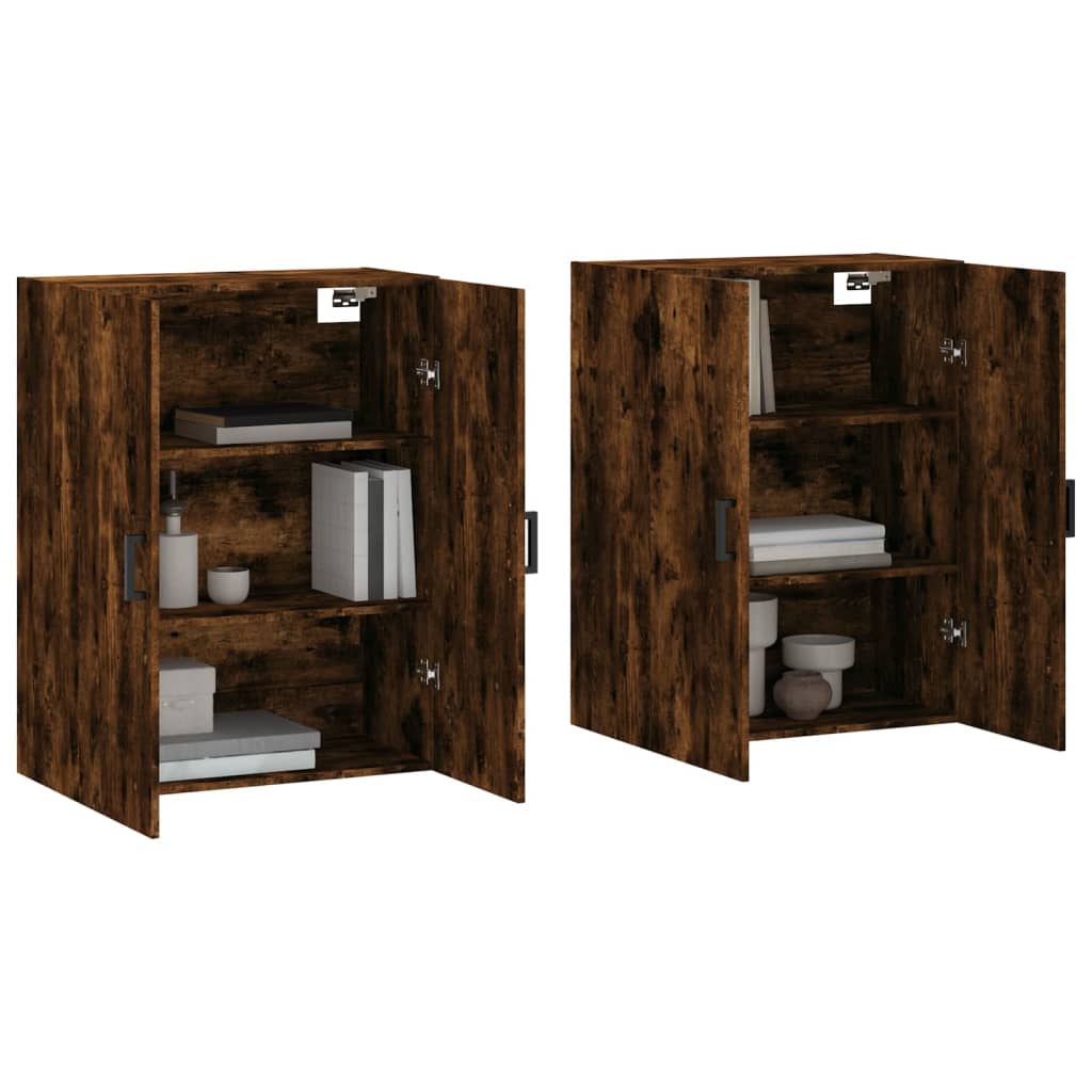 vidaXL Hangkasten 2 st 69,5x34x90 cm gerookt eikenkleurig