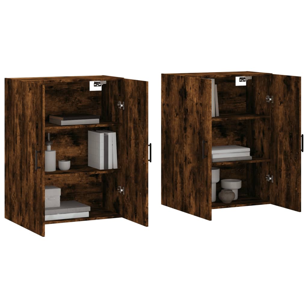 vidaXL Hangkasten 2 st 69,5x34x90 cm gerookt eikenkleurig