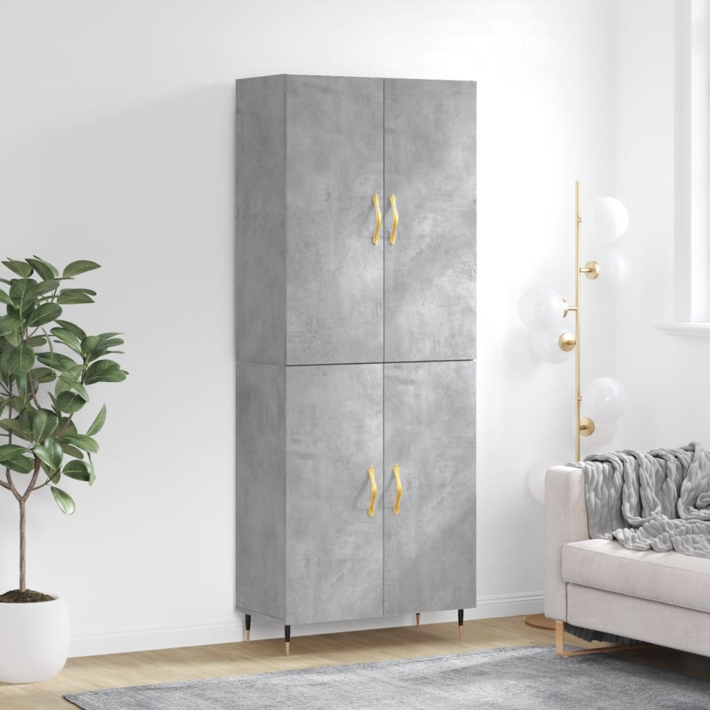 vidaXL Highboard Betongrau 69,5x34x180 cm Holzwerkstoff