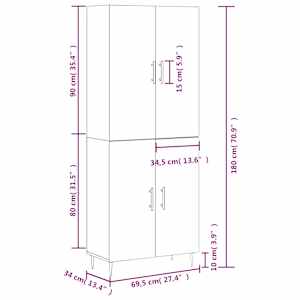 Skříň highboard betonově šedá 69,5x34x180 cm kompozitní dřevo - obrázek 13