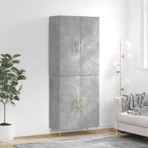 Visoka komoda betonsko siva 69,5x34x180 cm inženirski les