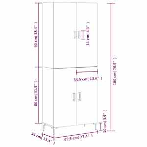 Skříň highboard dub sonoma 69,5 x 34 x 180 cm kompozitní dřevo - obrázek 13