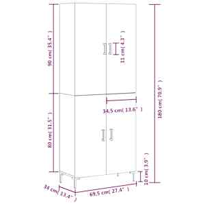 Skříň highboard betonově šedá 69,5x34x180 cm kompozitní dřevo - obrázek 13