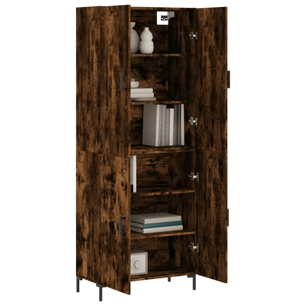 vidaXL Hoge kast 69,5x34x180 cm bewerkt hout gerookt eikenkleurig