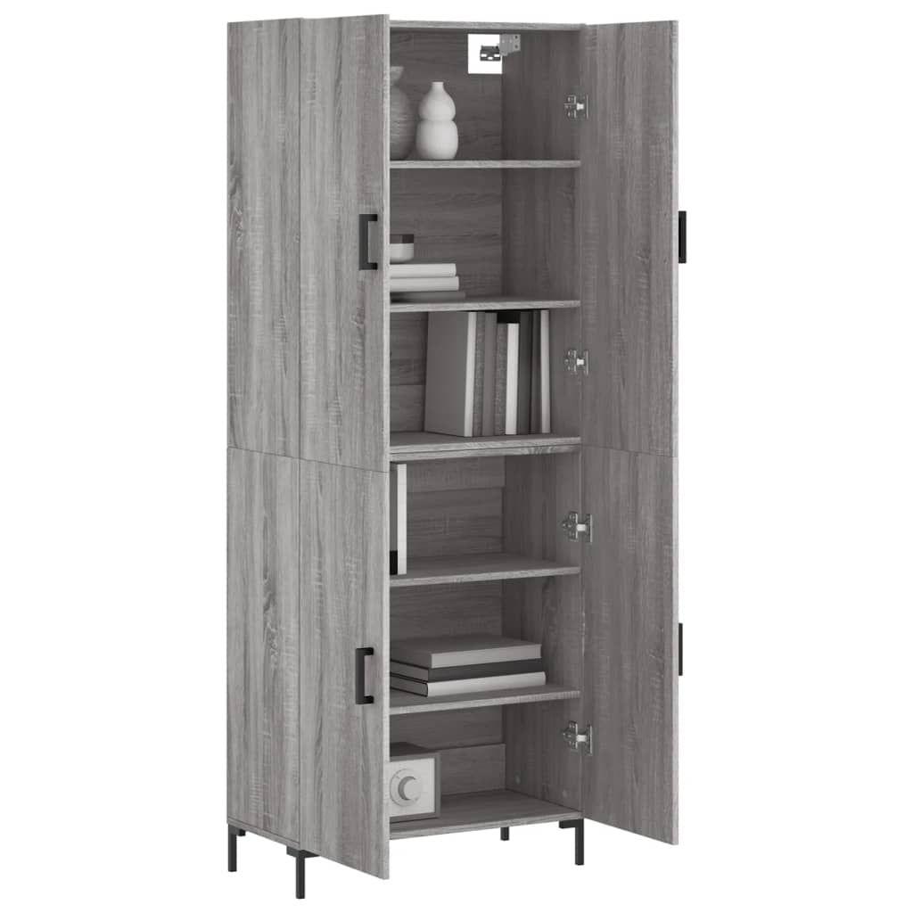 vidaXL Aparador alto madera contrachapada gris sonoma 69,5x34x180 cm