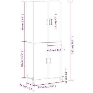 Skříň highboard dub sonoma 69,5 x 34 x 180 cm kompozitní dřevo - obrázek 13